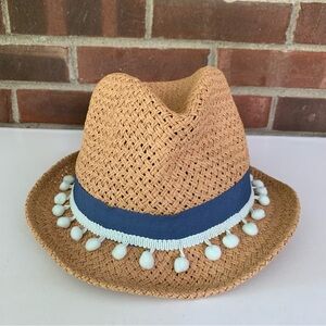 Quagga Green Label Tan blue Floppy Fedora Sun Hat 100% Paper Straw One Size NEW